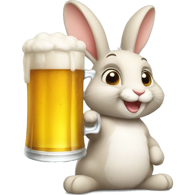rabbit want to drink beer and  say "cheer" emoji