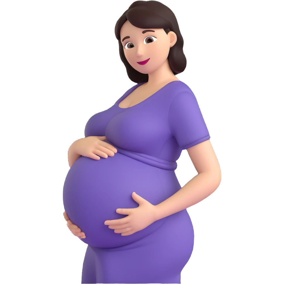 woman with subtle baby bump, early pregnancy emoji