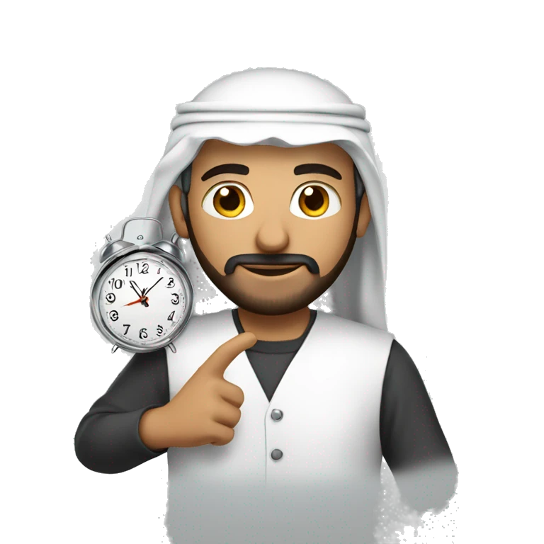 Arab man holding a clock emoji