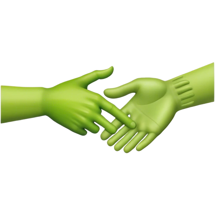 handshake, green alien hand and human hand  emoji