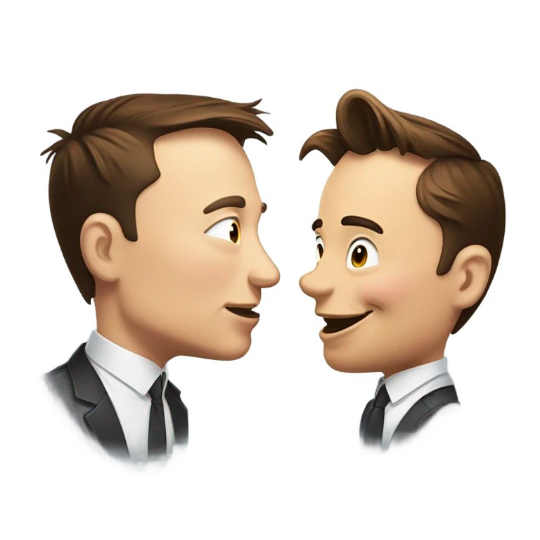 Elon Musk kissing Elon musk emoji