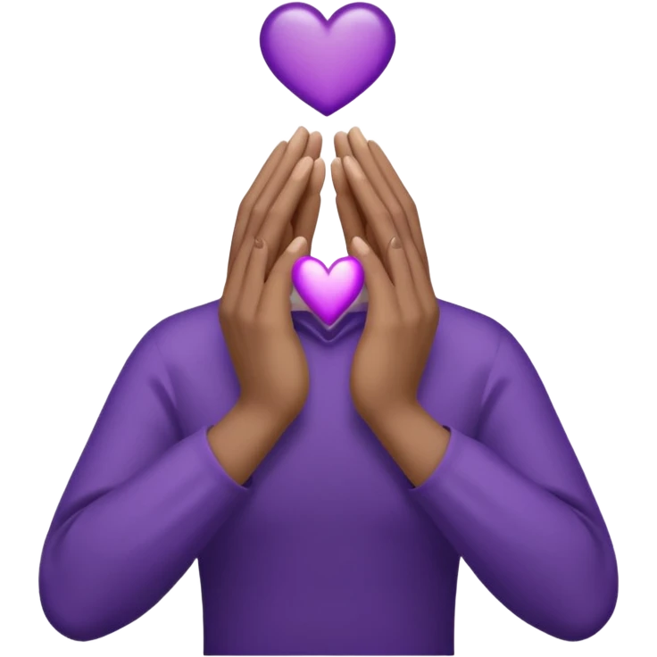 Hands joined in prayer with a dark purple heart emoji