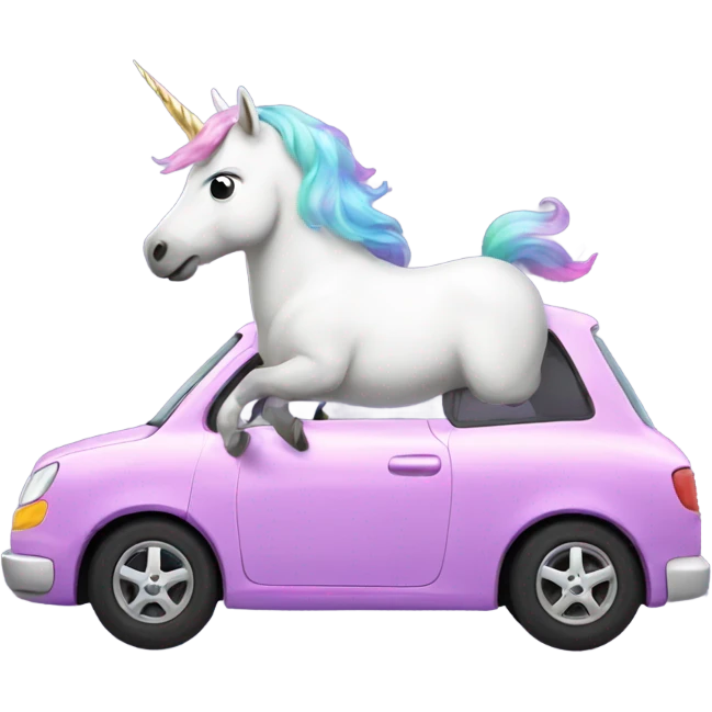 Unicorn in a car emoji