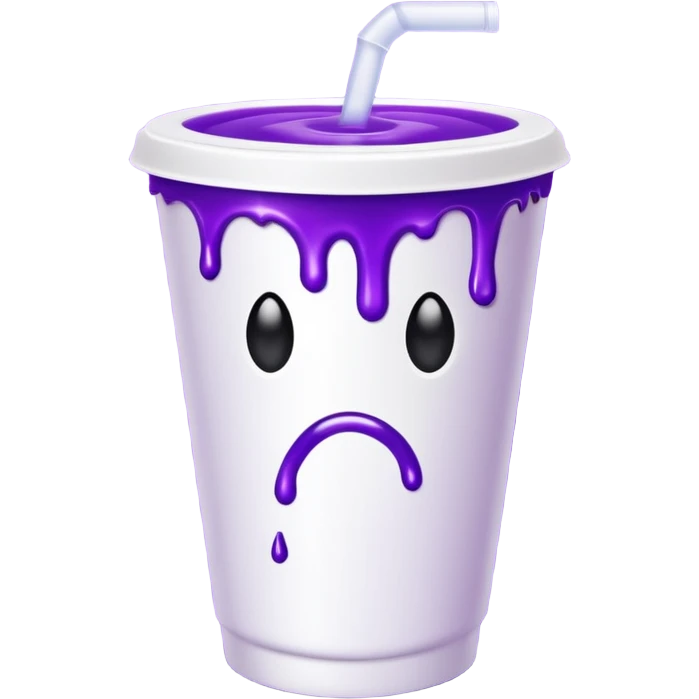 sytrofoam cup with a thick purple liquid dripping emoji