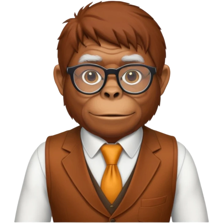 Orangutan secretary, old, glasses, vest emoji