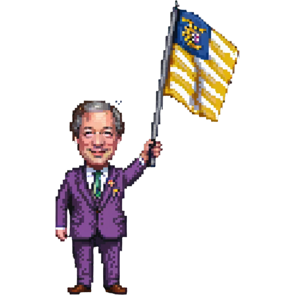 Nigel Farage waving a flag emoji