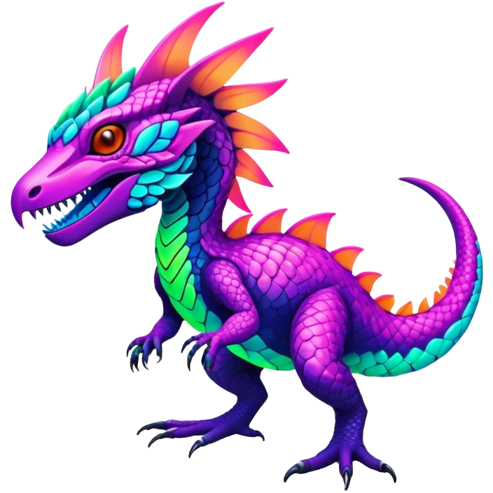 Tropical futuristic lush cool edgy neon Fionbri-Vernid-Elgyem-creature (full body) emoji