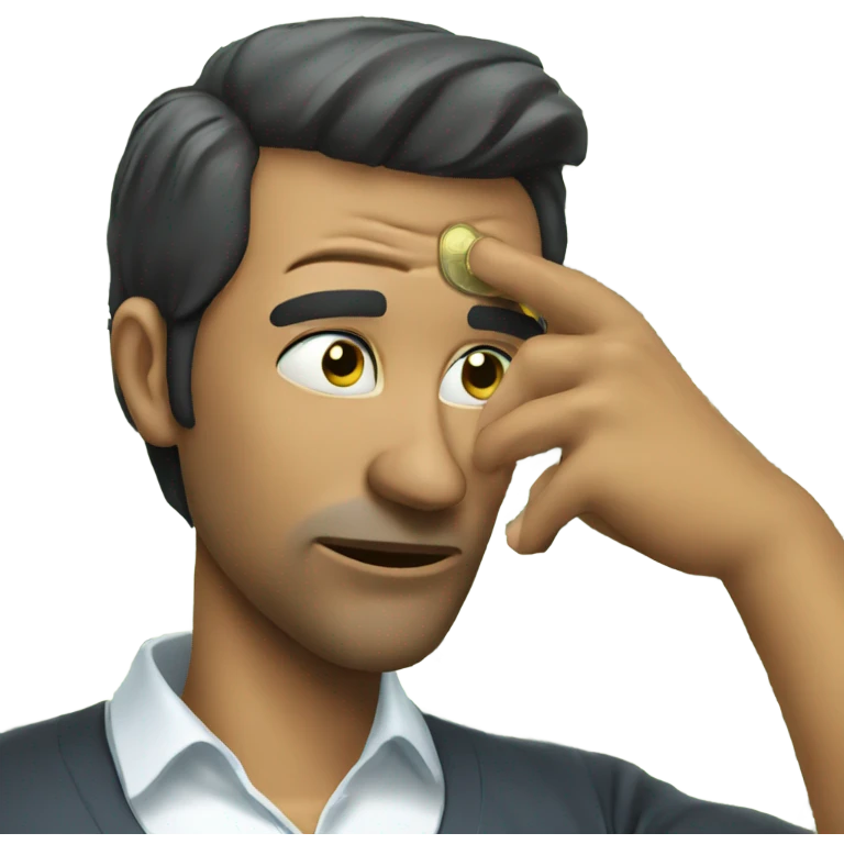 A man wipes his tears with money emoji