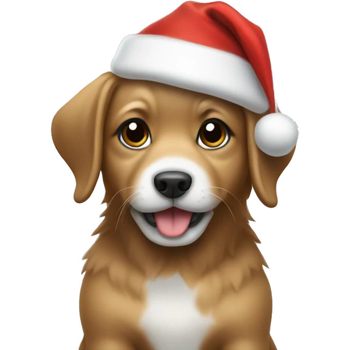 Christmas puppy with santa hat emoji