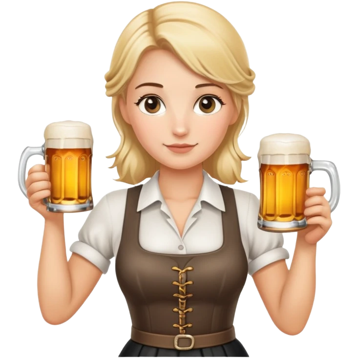German waitress, standing, holding a stein of beer in the hand  emoji