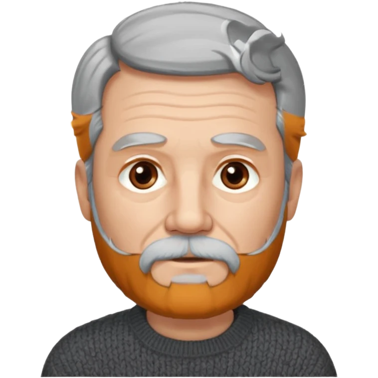 Пожилой мужчина с седыми волосами и аккуратно подстриженной бородой, спокойный взгляд, классический тёмный свитер или пиджак, образ сдержанный и интеллигентный. emoji