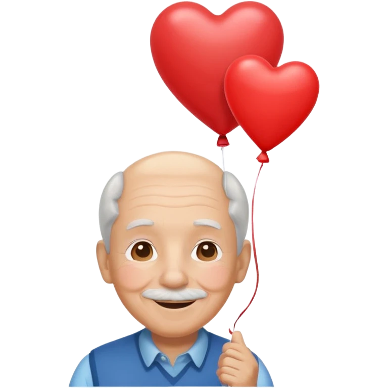 Grandpa floating with heart balloon emoji