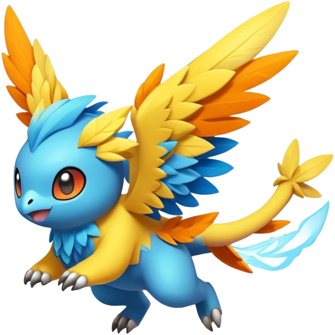 Elemental Flying-type-Electric-type colorful exotic cute chibi anime-style Pokémon-Fakémon-creature emoji