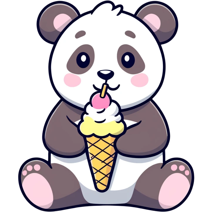 Panda eating ice cream emoji
