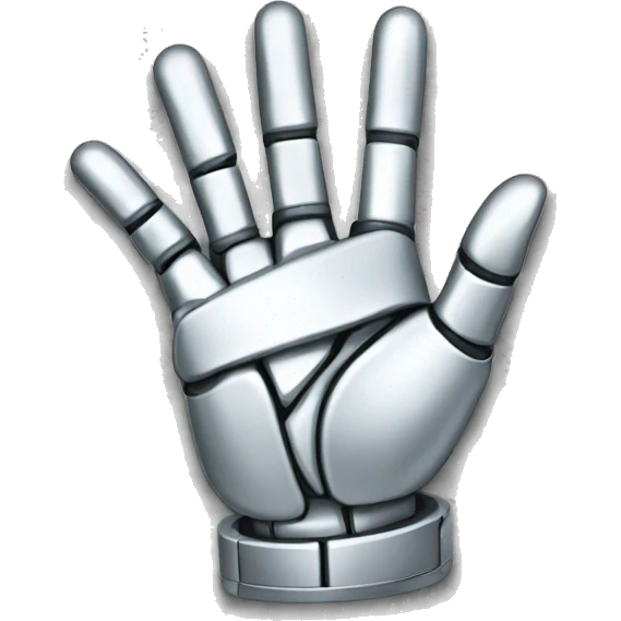 silver robotic peace sign hand emoji