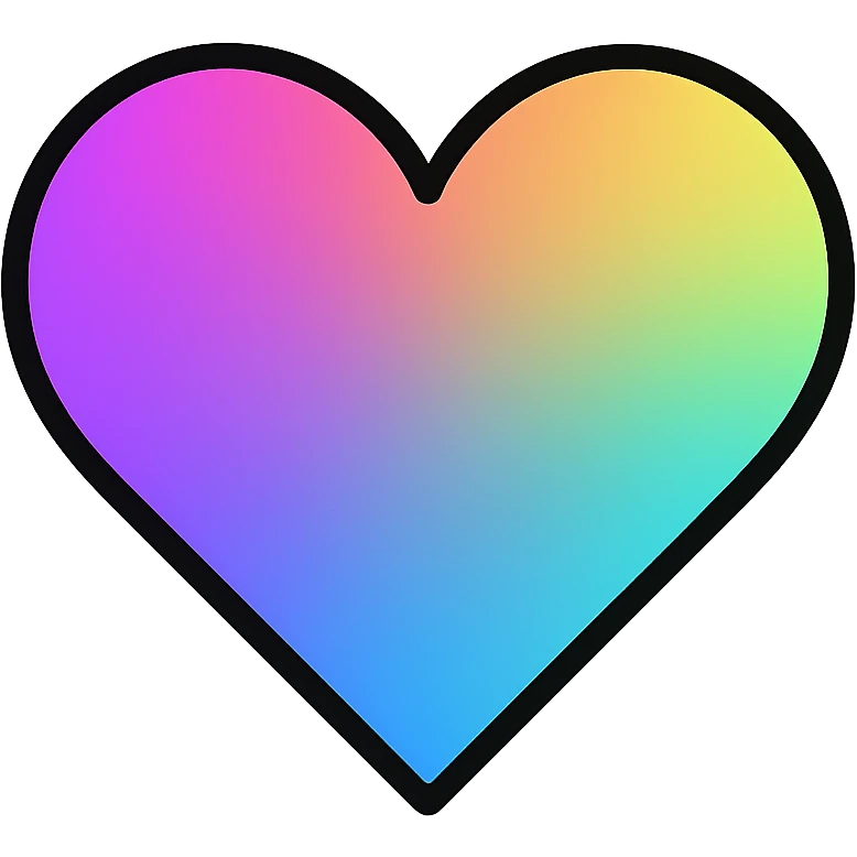 modern icon style gradient heart icon, clean lines, holographic gradient, no text emoji