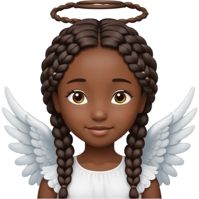 black Cute Girl with Angel Wings and braided hair emoji