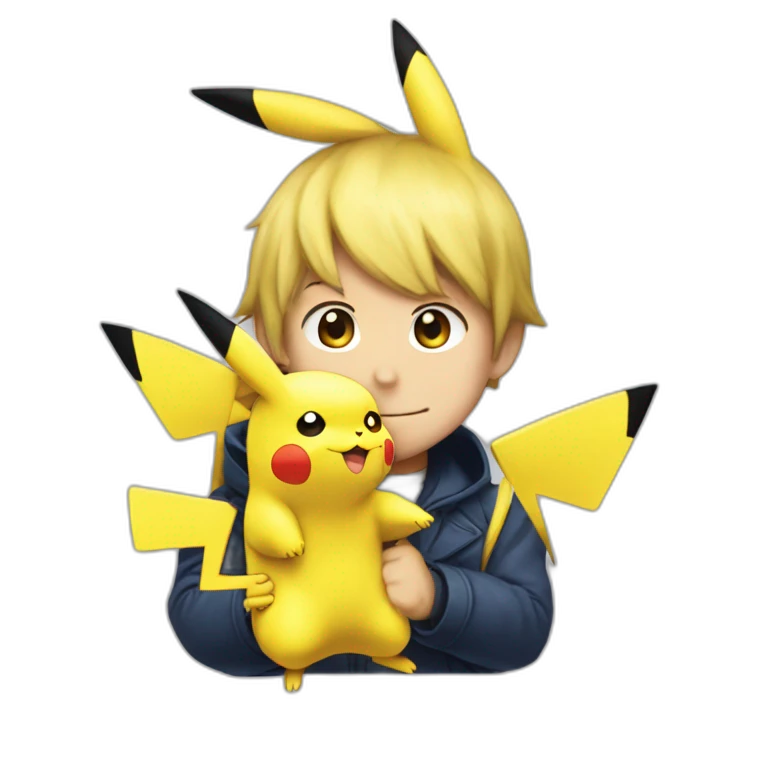 Macron embrasse Pikachu emoji