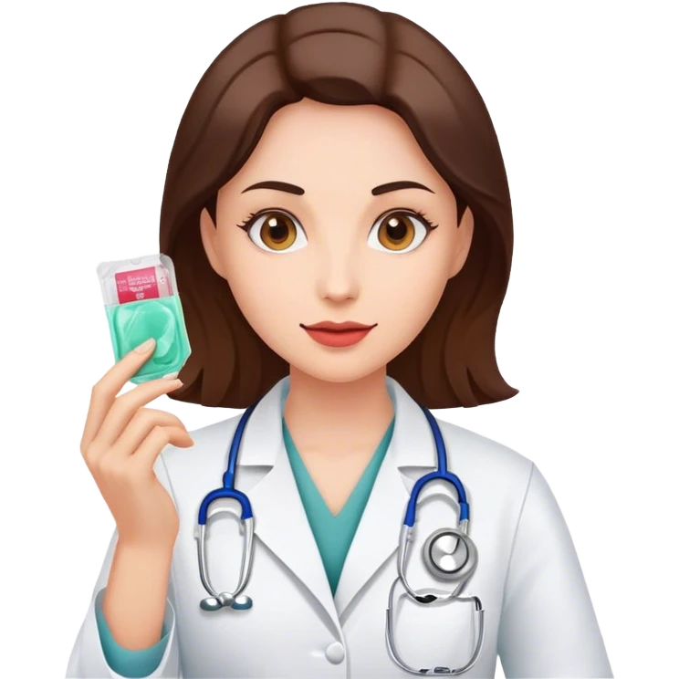 woman doctor holding condom  emoji