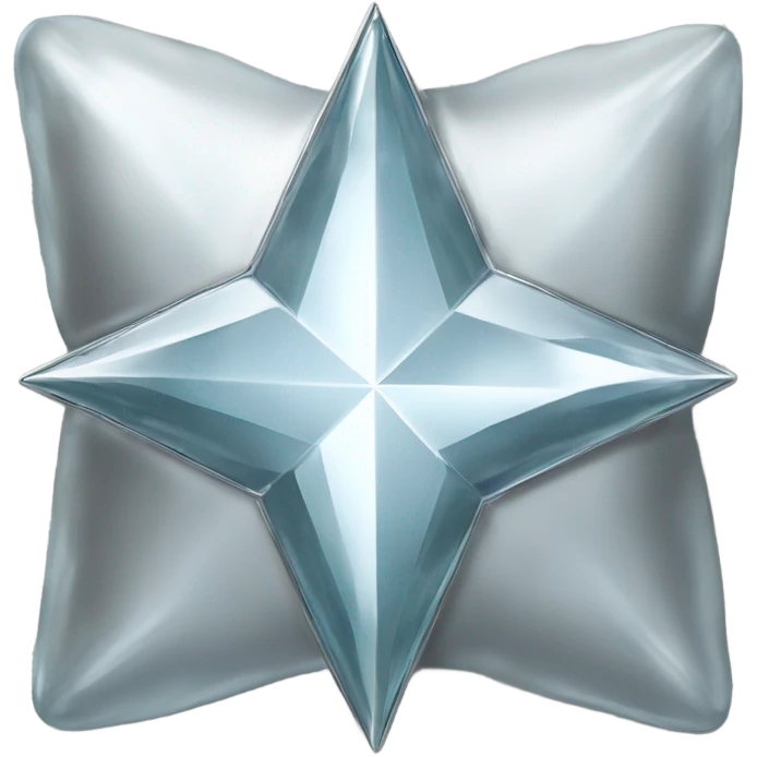 Silver chrome four-point star diamond but glass texture  emoji