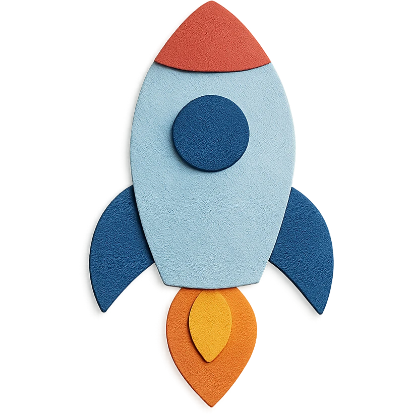 icon of a rocket in paper craft style emoji