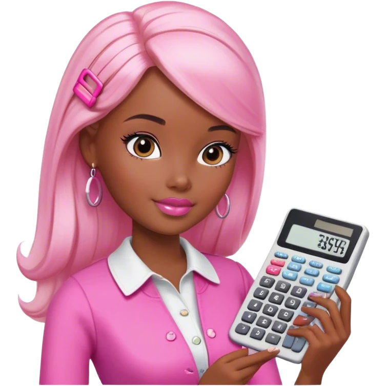 barbie skin light black studying account with the calculator pink emoji
