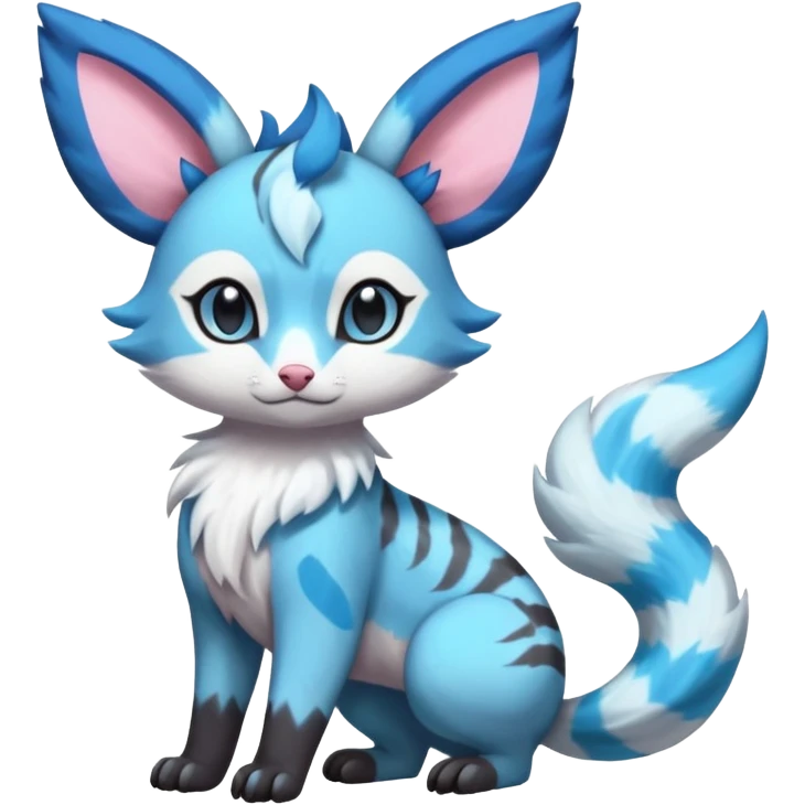 Rare realistic cute adorable epic aesthetic colorful Amaura-Sylveon-Glaceon-Civet-Genet-species-Fakemon-hybrid-creature, with markings, full body emoji