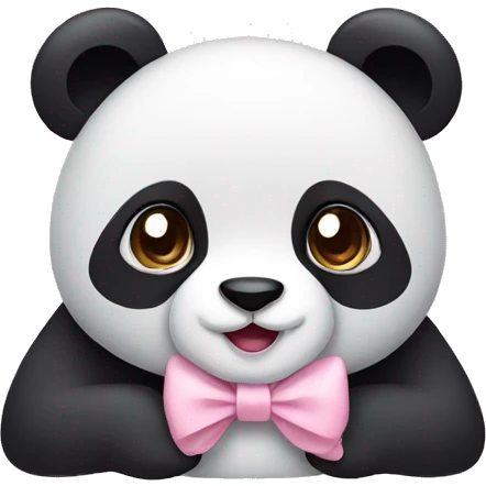 Panda with light pink bow emoji