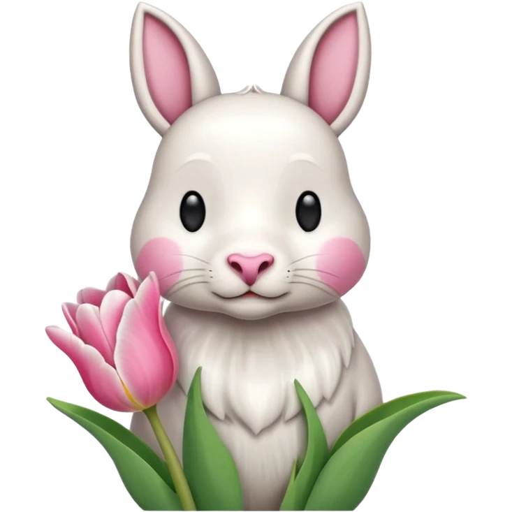 Un 🐑 lindo teniendo un tulipán rosa emoji