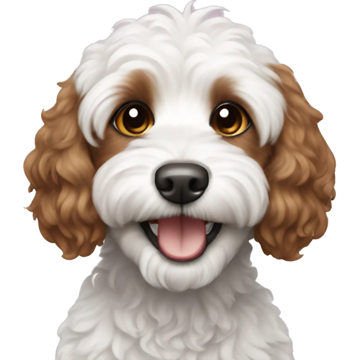 white brown cavoodle with a smile  emoji