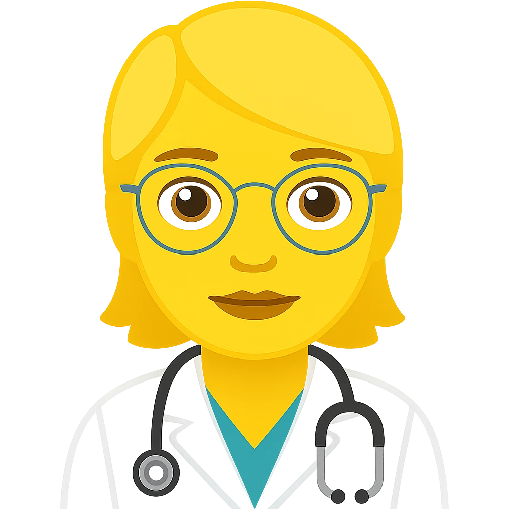 Redraw this doctor with clearly yellow skin in emoji style, keep the background transparent. emoji