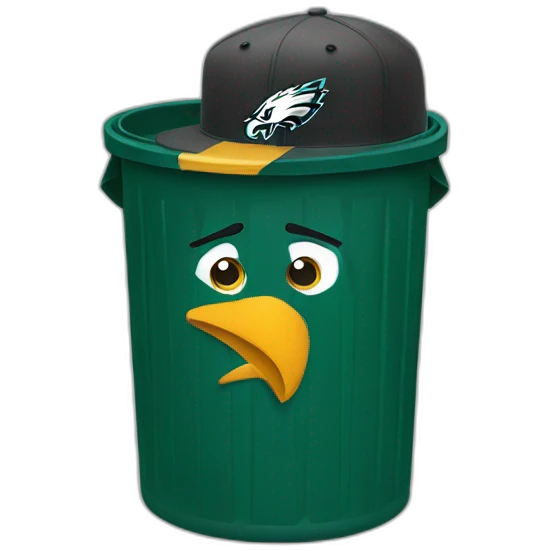 trash can wearing eagles hat and jersey emoji