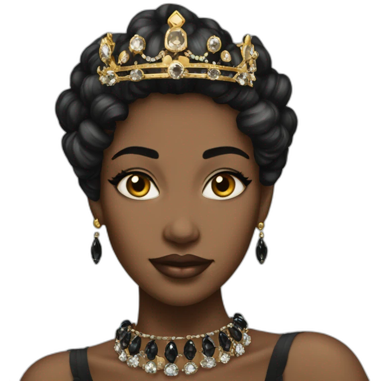 black women's crown with dark crystals in Vicrorian style emoji