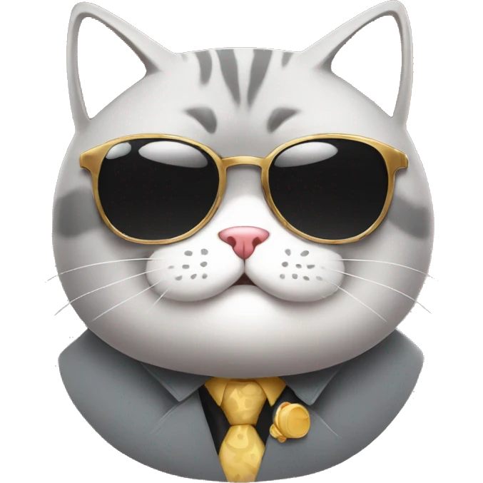 Mafia cute and cool chubby cat emoji