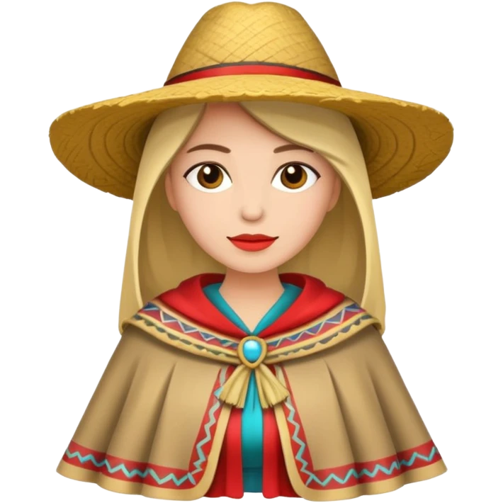 woman with fashion pancho no hat emoji