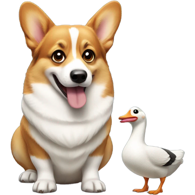 Corgi eating a goose emoji