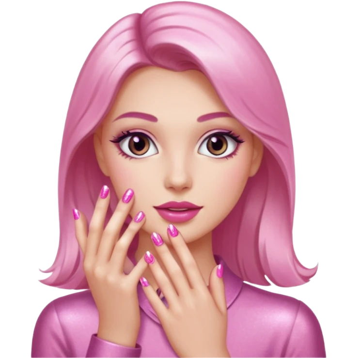 Pink manicure shimmer nails woman emoji