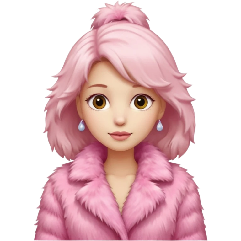 Pink fur coat female emoji