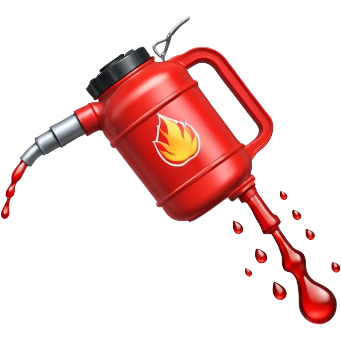 red gasoline canister plain pouring drops of diesel no fire emoji