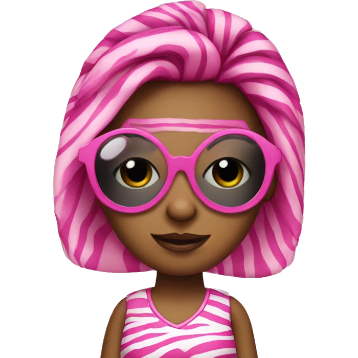 Girl pink zebra with sunglasses on hair   emoji