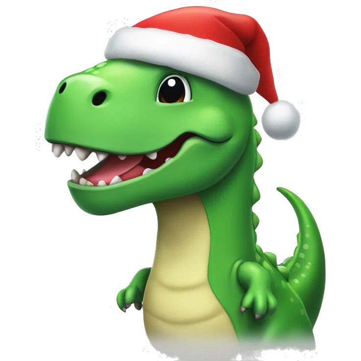 Happy green dino wearing santa hat  emoji
