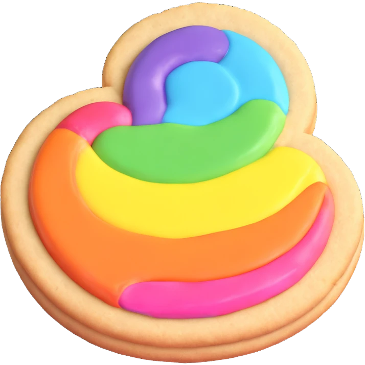 shiny cookie with rainbow icing emoji