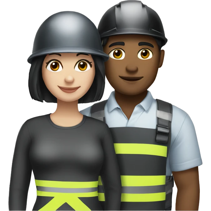 A black-haired and white-skinned lover wearing a safety helmet emoji