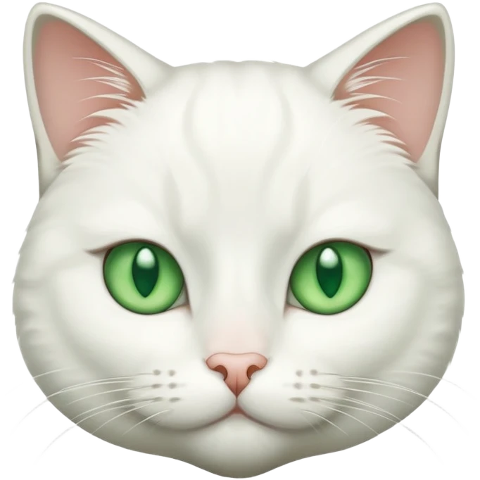 White cat with sharp cheek bones and green eyes emoji