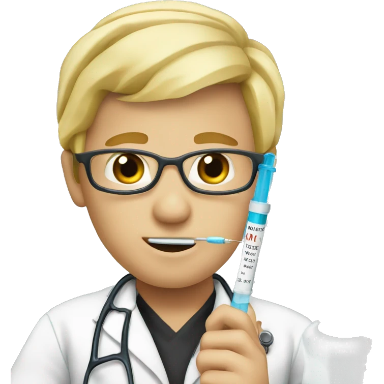 blond doctor with a syringe in his hand emoji
