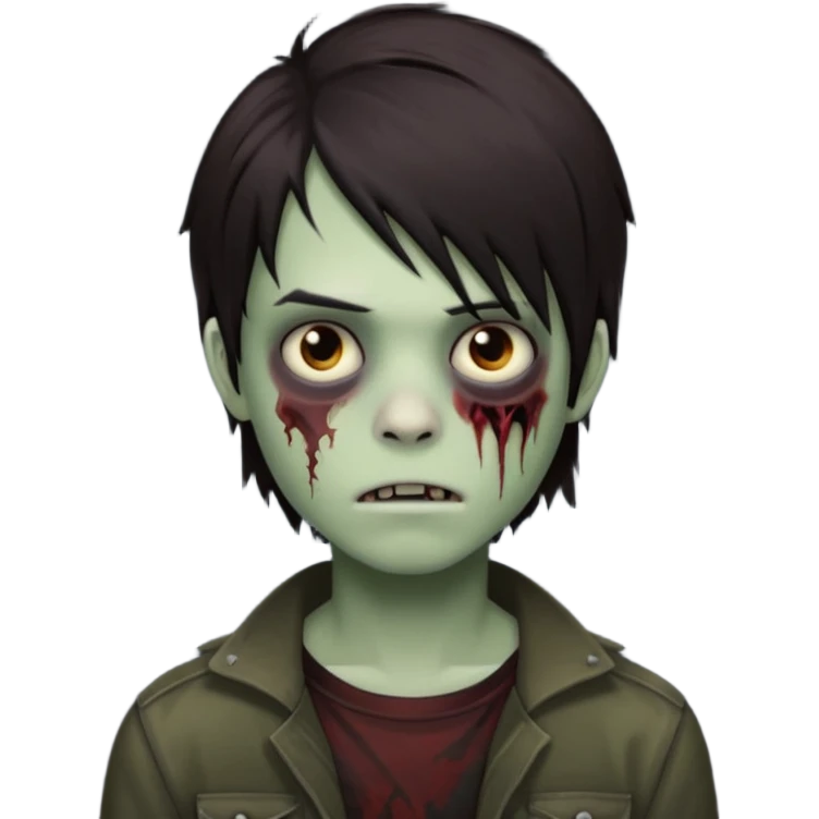 boy zombie with darkish brown medium lenght hair emo, no glasses emoji