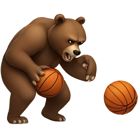 Angry Brown Bear dribbling basketball emoji