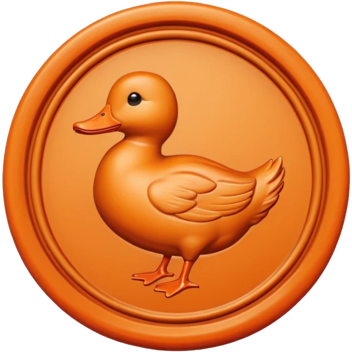 Wax Seal with orange duck that says “approval” emoji