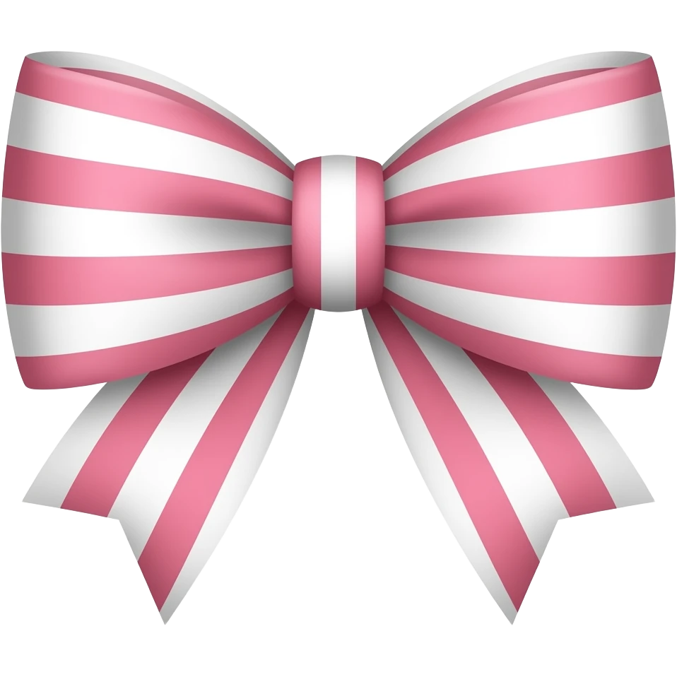 Pink and white horizontal striped bow emoji