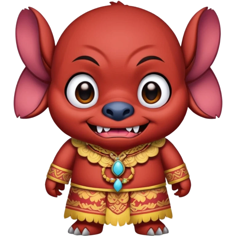 Evil Stitch wearing a barong tagalog, mischievous look emoji